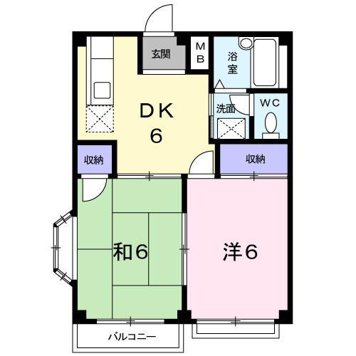 プレザホームズ(2DK/2階)の間取り写真