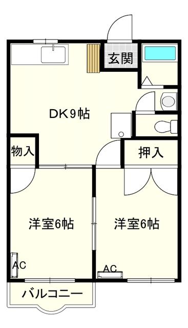 市ヶ尾森ビル六番館(2DK/2階)の間取り写真