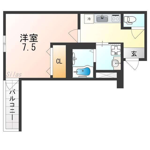フジパレス諏訪ノ森駅東(1K/3階)の間取り写真