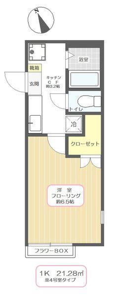 サントリーニIII(1K/1階)の間取り写真