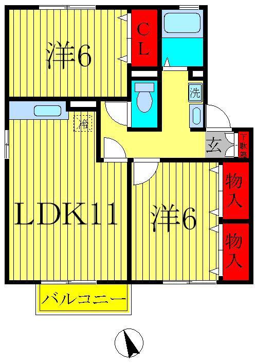 クレスト・エイト(2LDK/1階)の間取り写真