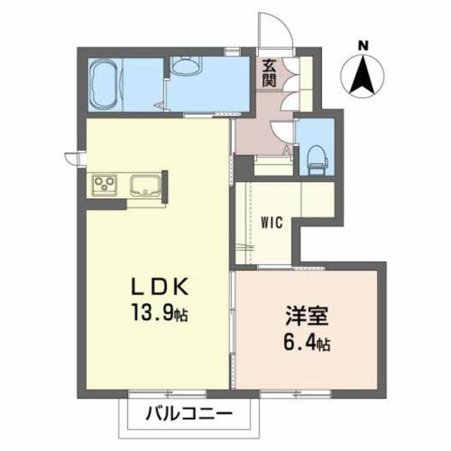 ノースフォレストB(1LDK/1階)の間取り写真