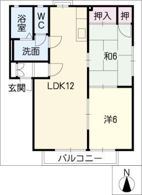 アネックス英(2LDK/1階)の間取り写真