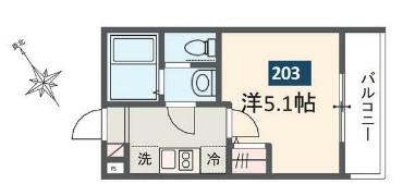 MELDIA保土ヶ谷II(1K/2階)の間取り写真