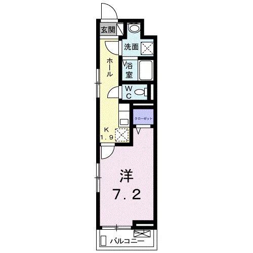 イリーデ相模が丘(1K/2階)の間取り写真