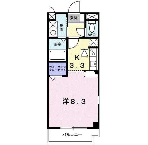 クローバーガーディング(1K/1階)の間取り写真