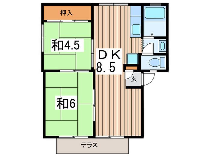 サンシティ綾瀬(2DK/2階)の間取り写真