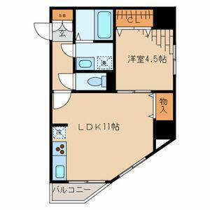 ARTERE東日本橋(1LDK/5階)の間取り写真
