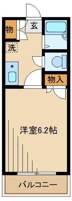 かつらハイツ(1K/1階)の間取り写真