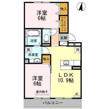 アルティスタ B(2LDK/2階)の間取り写真