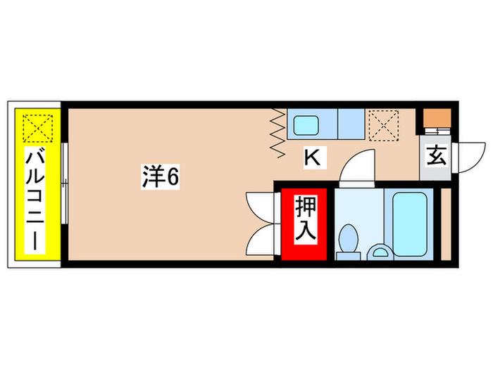 グランドール金程(1K/1階)の間取り写真