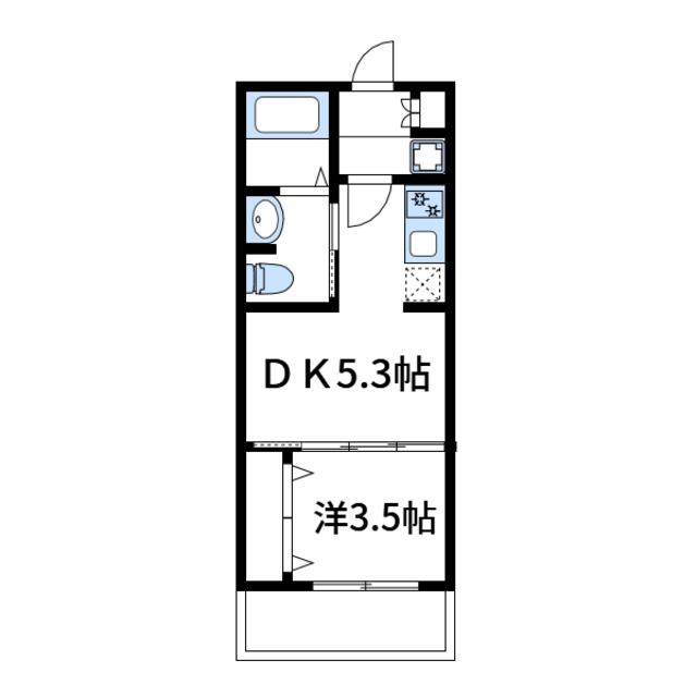 トパーズ本厚木(1DK/15階)の間取り写真