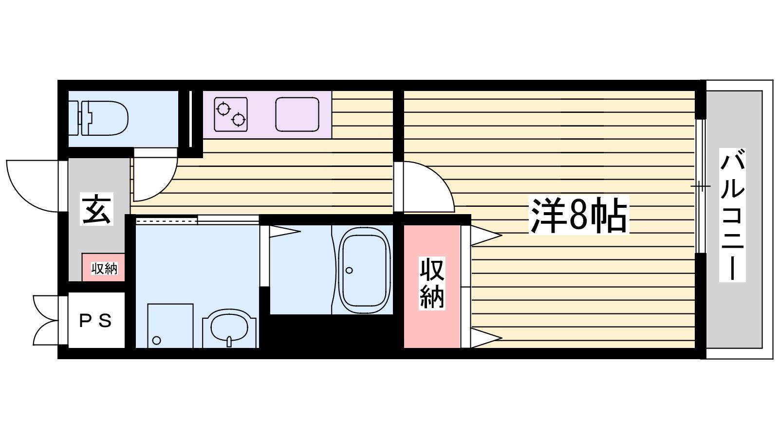 クローバー英賀保駅前(1K/1階)の間取り写真