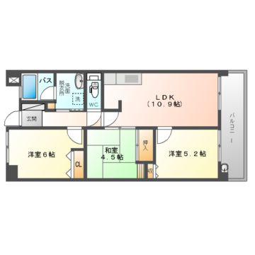 KDXレジデンス守口(3LDK/2階)の間取り写真