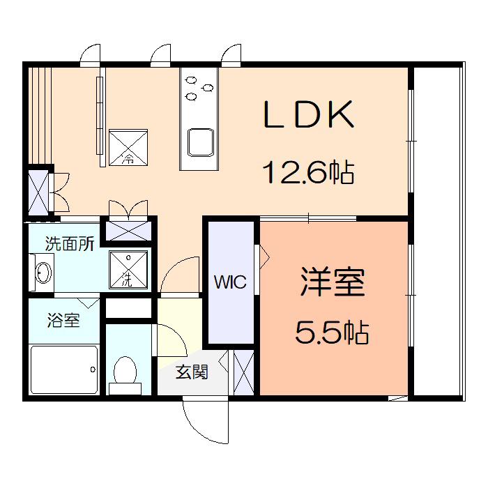 LE CIEL(1LDK/2階)の間取り写真