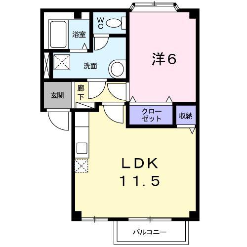 フラワーガーデン1(1LDK/1階)の間取り写真