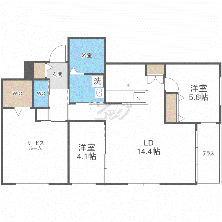 RESIDENCE SHINMEI 麻生(3LDK/1階)の間取り写真