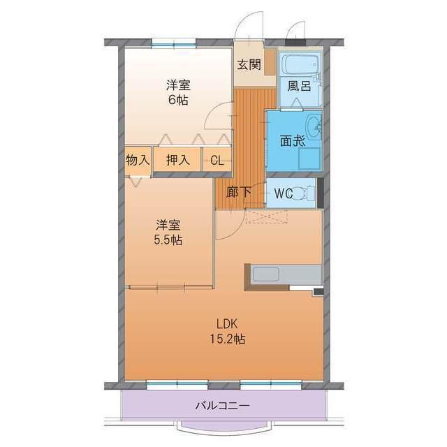 ハートフルLIFE(2LDK/2階)の間取り写真