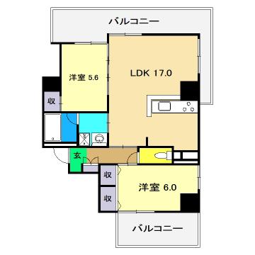 ロイヤルコートSEI(2LDK/3階)の間取り写真
