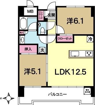 スタジオスクエア水戸(1SLDK/6階)の間取り写真