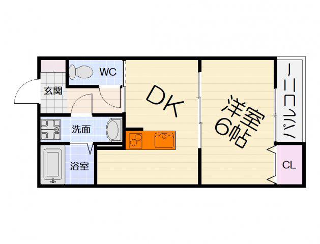 LIVINGLIFE諏訪ノ森(1DK/1階)の間取り写真
