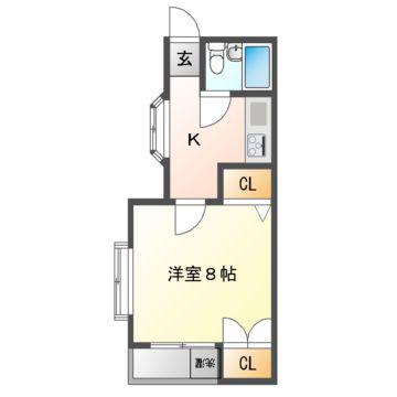 クリーンハイツ泉町(1K/2階)の間取り写真
