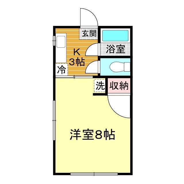 ハイツ秀和(1K/2階)の間取り写真