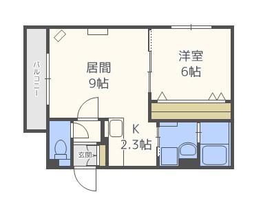 グランメール 西町北10(1LDK/2階)の間取り写真