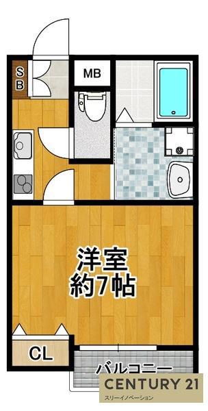 COCOハウス(1K/3階)の間取り写真