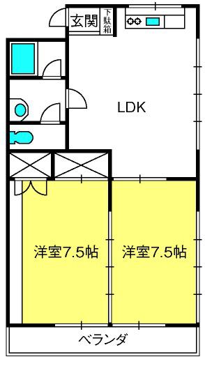 メゾンドカンパニュ(2LDK/2階)の間取り写真