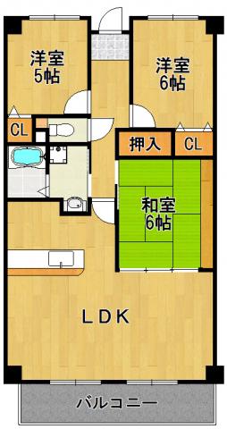 ラフォーレ北園田(3LDK/4階)の間取り写真