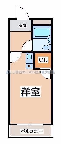 レインボーエム(1K/2階)の間取り写真