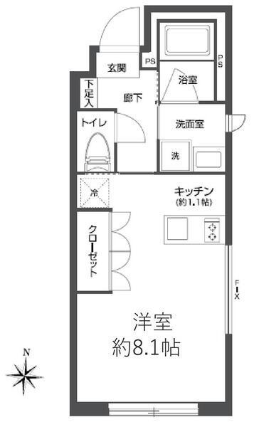 プラティーク森下(ワンルーム/3階)の間取り写真