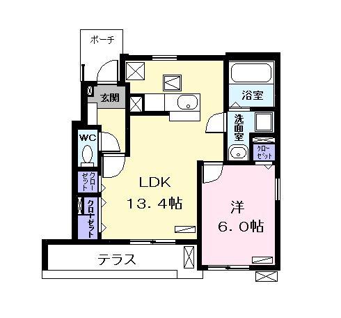 エレガンス(1LDK/1階)の間取り写真