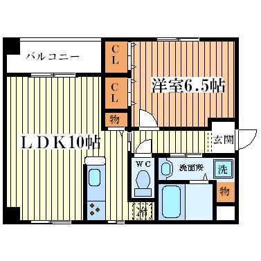 プリムローズ(1LDK/4階)の間取り写真