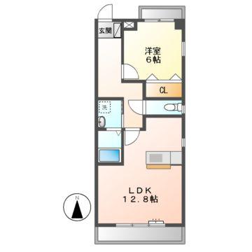 ブラウ・ベルク(1LDK/1階)の間取り写真