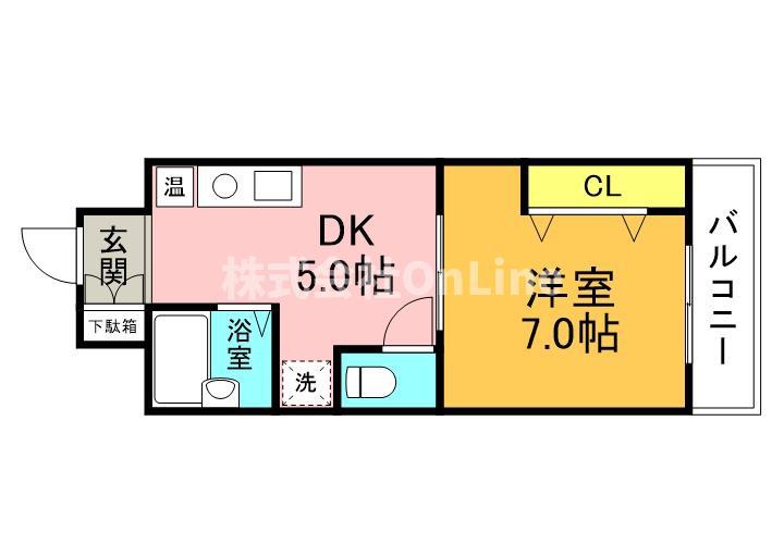 YKマンション(1DK/7階)の間取り写真
