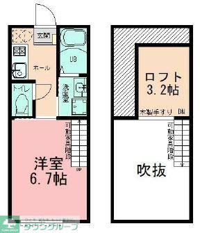 クレスタ鴨居(1K/2階)の間取り写真