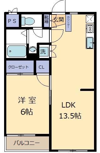 コーポマルシ(1LDK/3階)の間取り写真