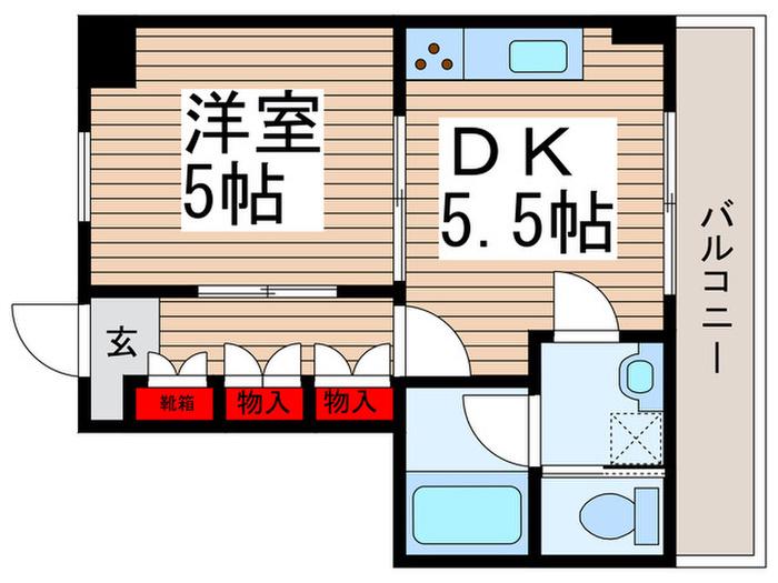 アーク春雨橋B棟(1DK/4階)の間取り写真