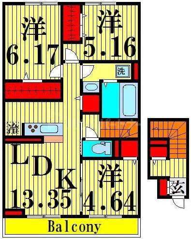 アステール II(3LDK/2階)の間取り写真