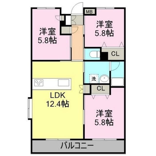 プランドール葵(3LDK/3階)の間取り写真