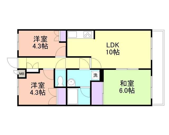 メゾン梶取(3LDK/5階)の間取り写真