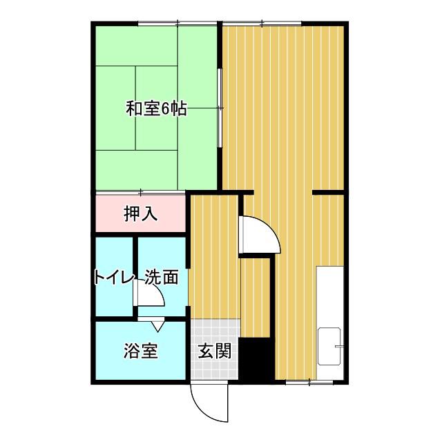 アリコハイツ II号棟(1LDK/1階)の間取り写真