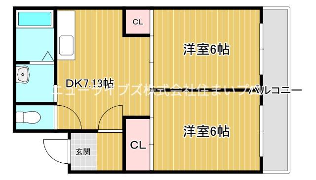 シティライフ保川(2DK/3階)の間取り写真