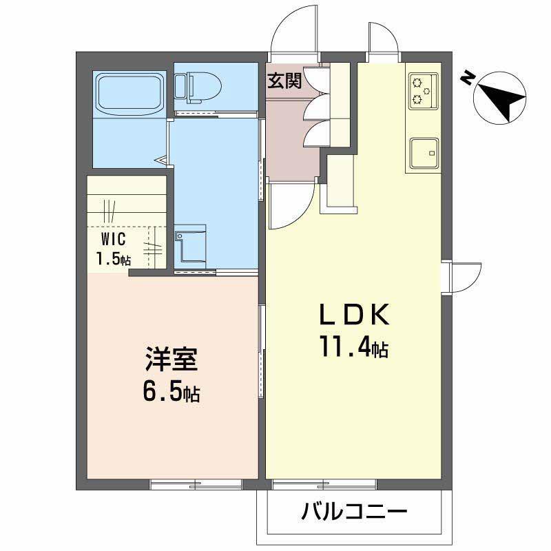 青森県八戸市 2階建 築24年(1LDK/2階)の間取り写真