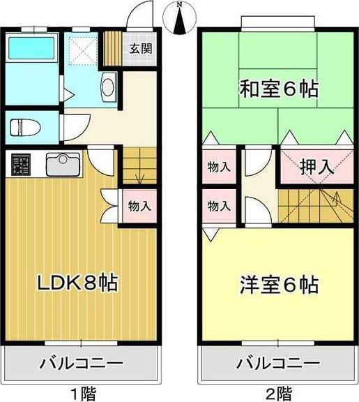 メゾン本町(2LDK/2階)の間取り写真