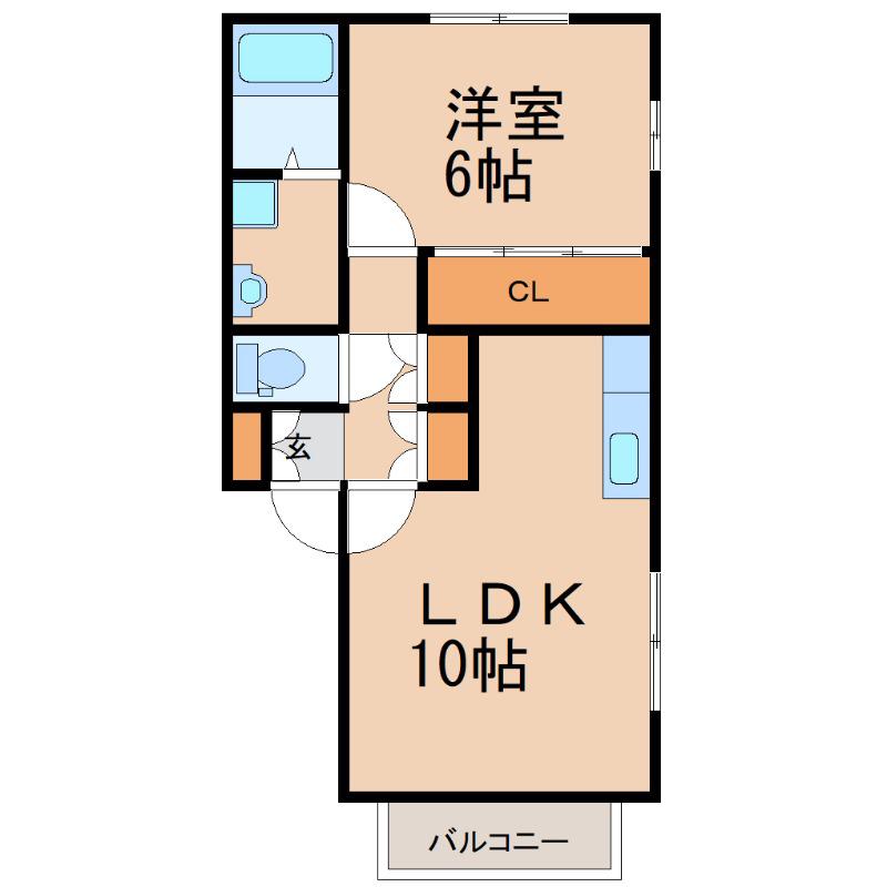 ハイツ京花(1LDK/1階)の間取り写真