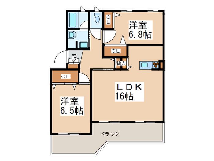 プレジール藤が丘(2LDK/3階)の間取り写真