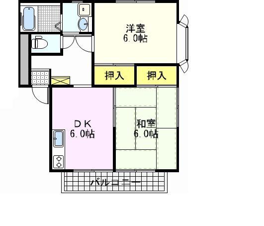 フルールなかのきA A(2DK/2階)の間取り写真